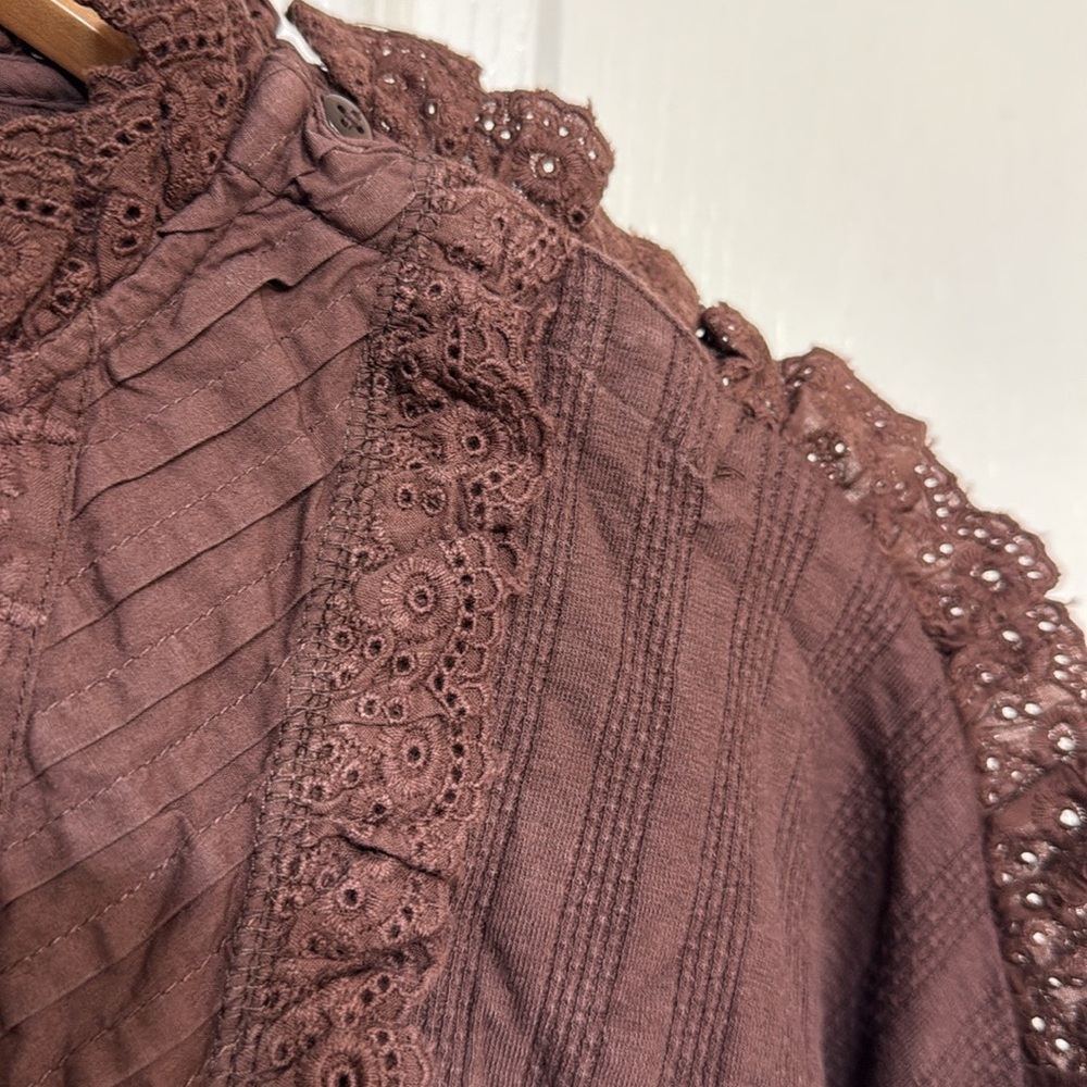 🍓Free People 🍓Brown Lace-Trimmed Sweater - Picture 10 of 14